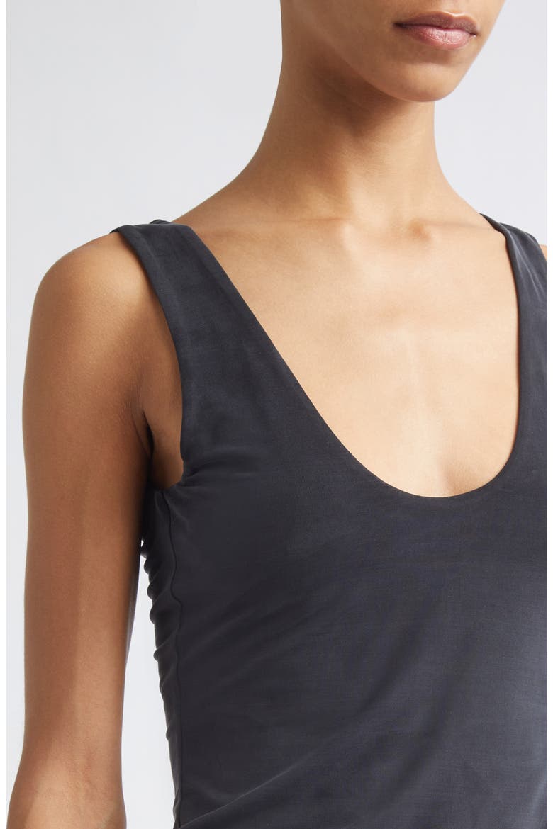 Cupro Jersey Low Scoop Top, Alternate, color, BLACK