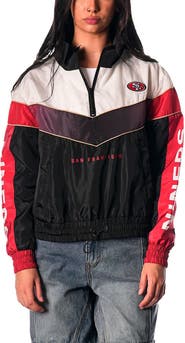 THE WILD COLLECTIVE Women's The Wild Collective Black San Francisco 49ers 1/4 Zip Track Jacket