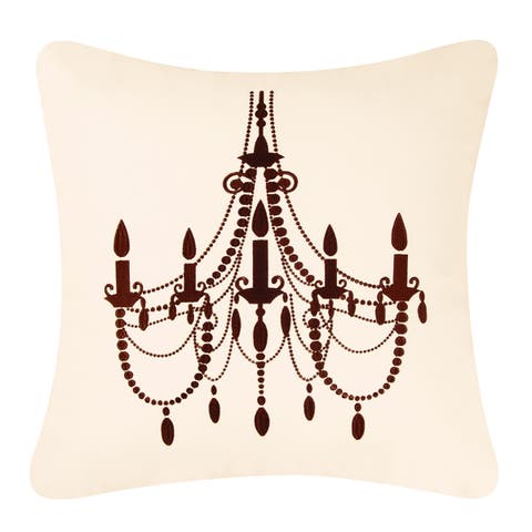 Chandelier Embroidered Throw Pillow, 18" x 18"