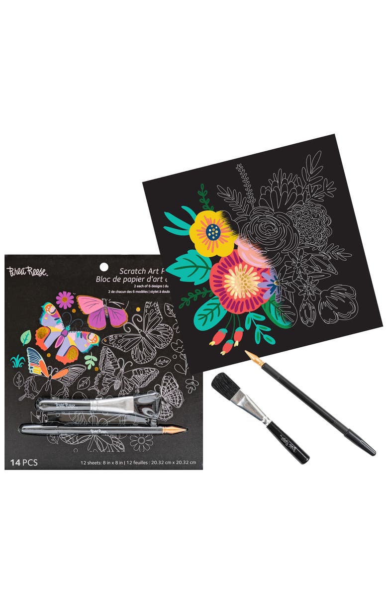 Brea Reese Scratch Art Paper Pad, Butterfly, Alternate, color, Multicolored