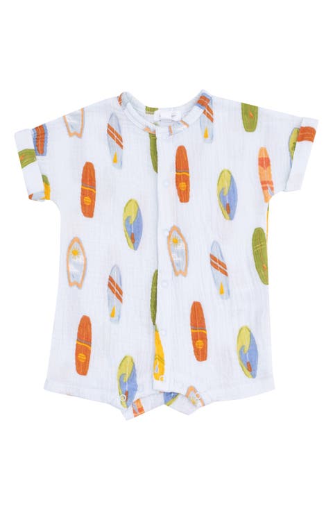 Surfboard Print Organic Cotton Gauze Romper (Baby)