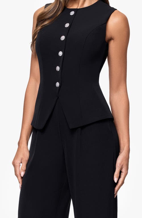 Xscape Evenings Laguna Sleeveless Button Front Jumpsuit In Black
