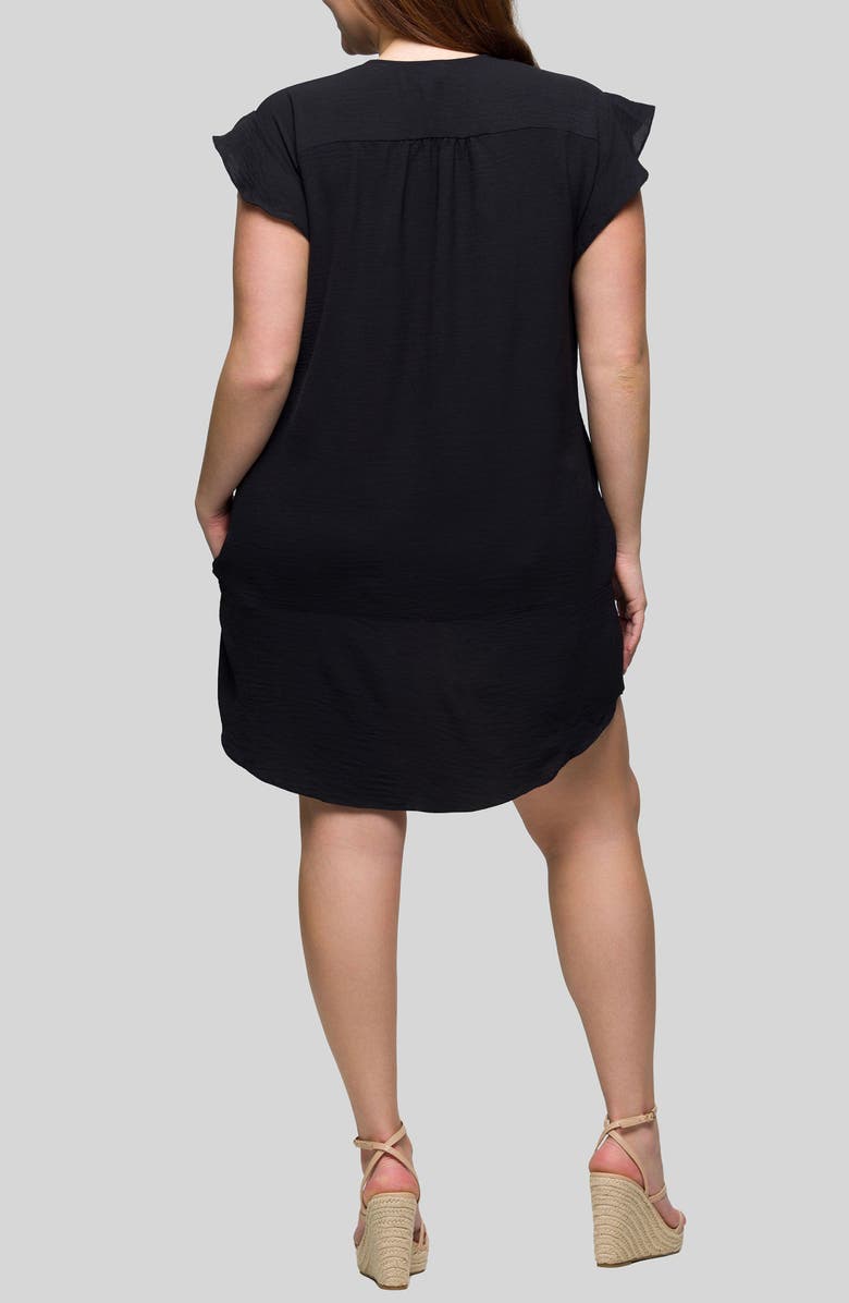 24seven Comfort Apparel Flutter Cap Sleeve Shift Dress, Alternate, color, Black