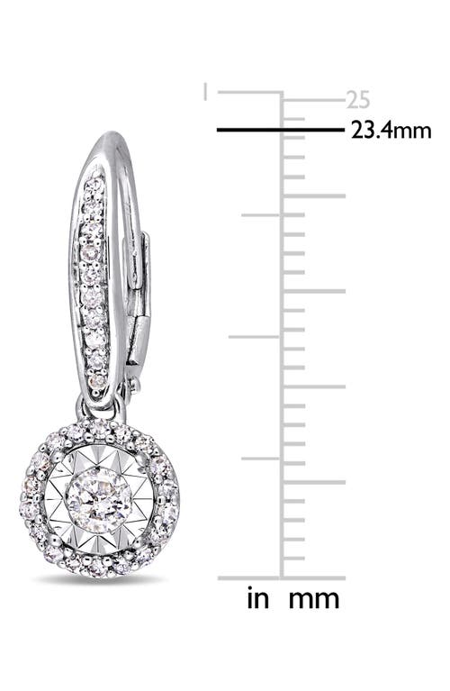 Delmar Halo Diamond Drop Earrings In Silver