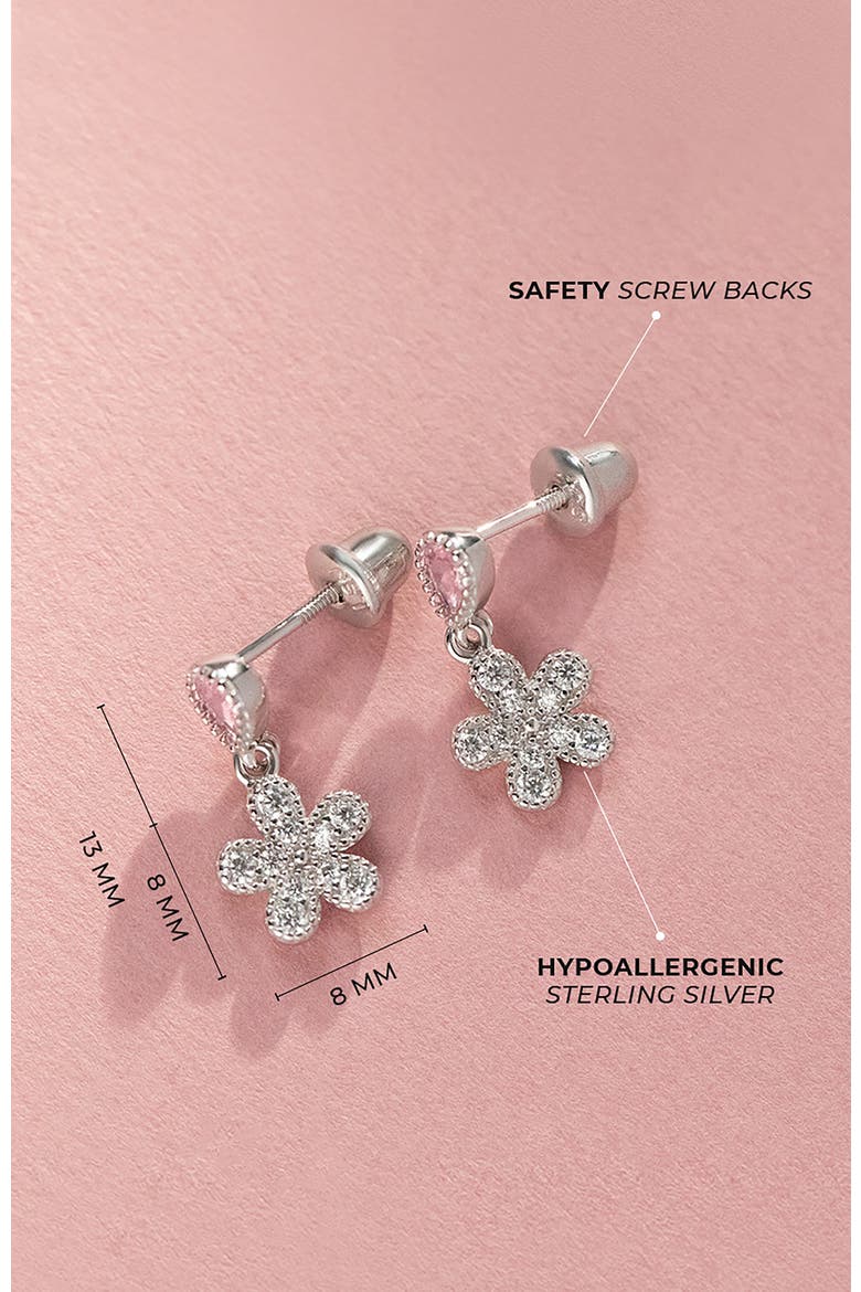 Groovy Cubic Zirconia Flower Dangle Earrings, Alternate, color, Pink