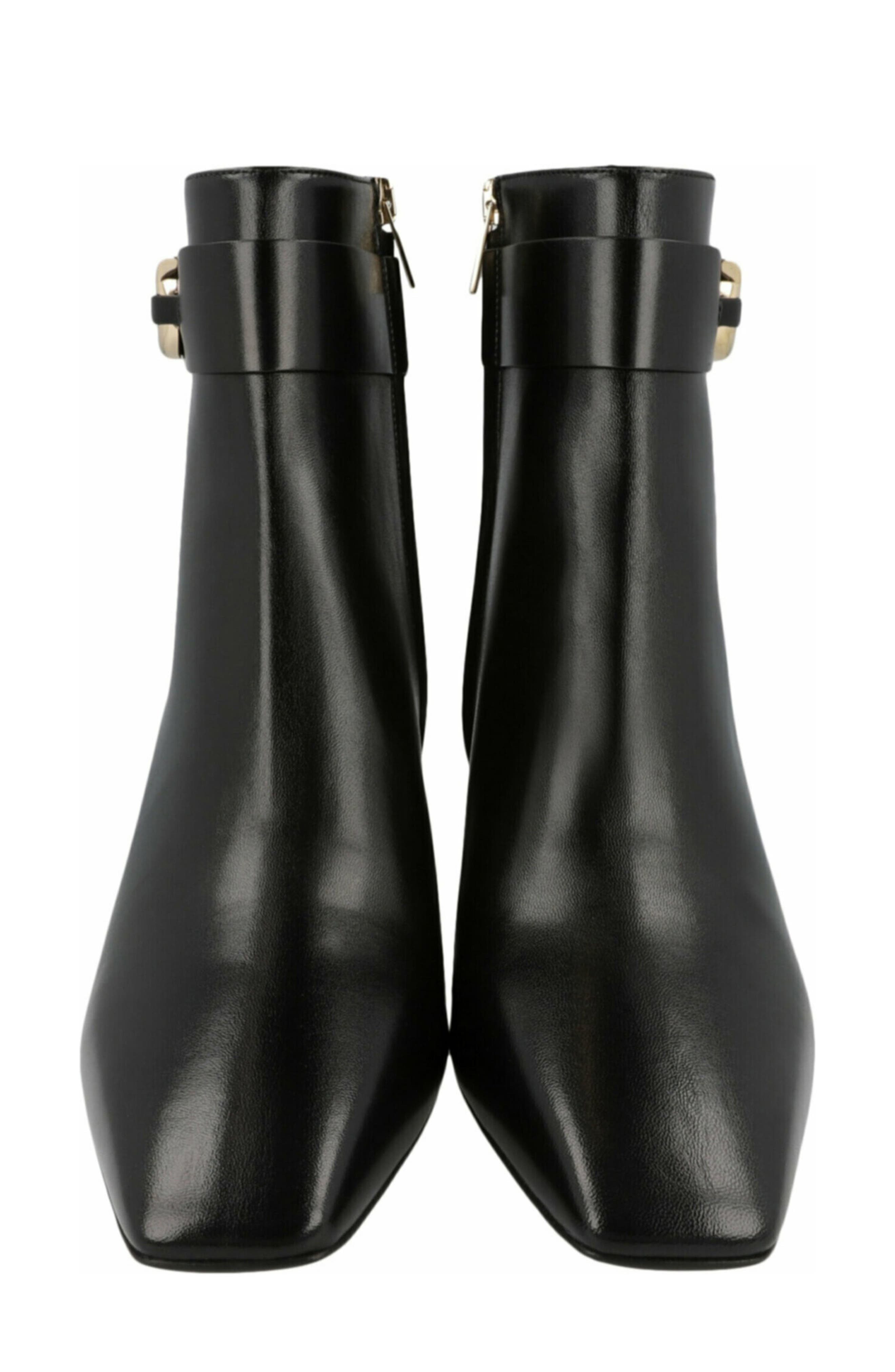 FERRAGAMO Placida Leather Bootie, Alternate, color, Black