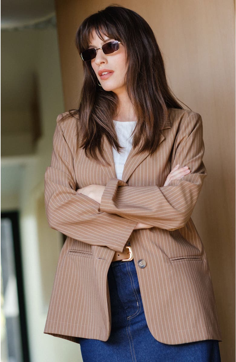Whimsy + Row Parker Blazer, Alternate, color, Tan Stripe