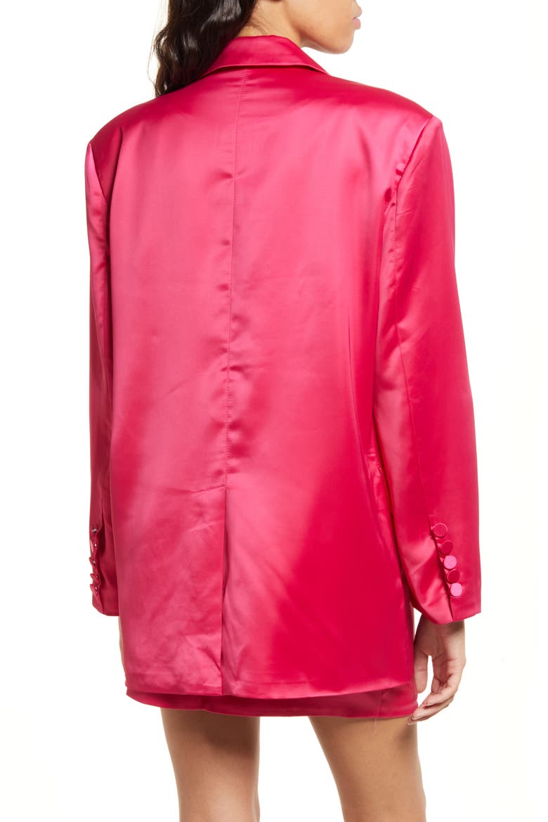 Oversized Satin Double Breasted Blazer, Alternate, color, PINK