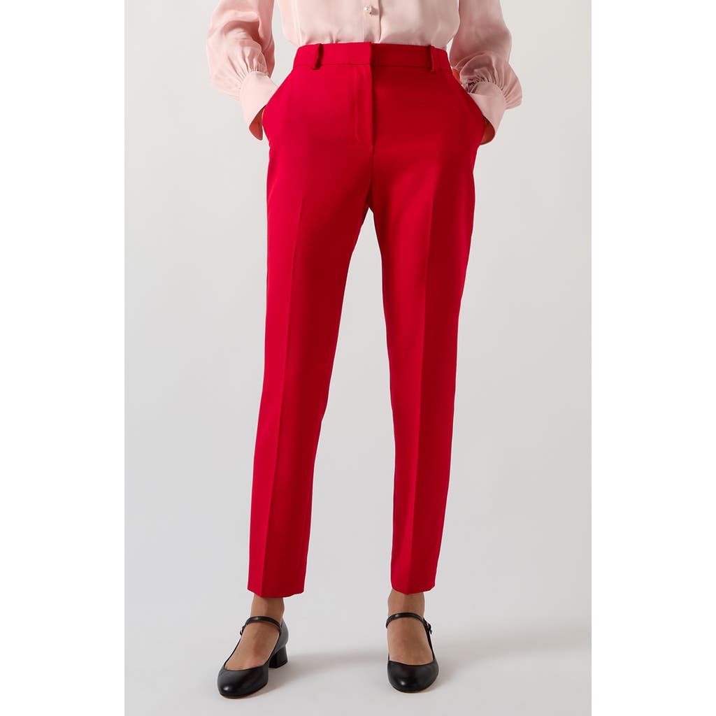 Lk Bennett Mya Cropped Twill Cigarette Trousers In Red