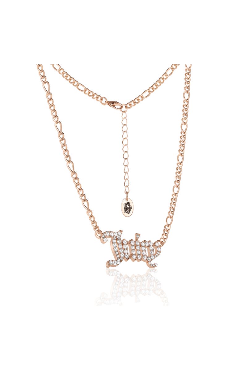Juicy Couture Crystal Script Logo Chain Necklace, Alternate, color, 