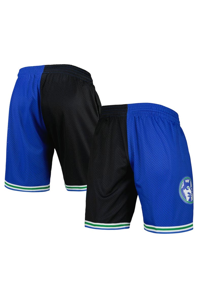 Men's Mitchell & Ness Black/Blue Minnesota Timberwolves Hardwood Classics 1993 Split Swingman Shorts, Main, color, Black