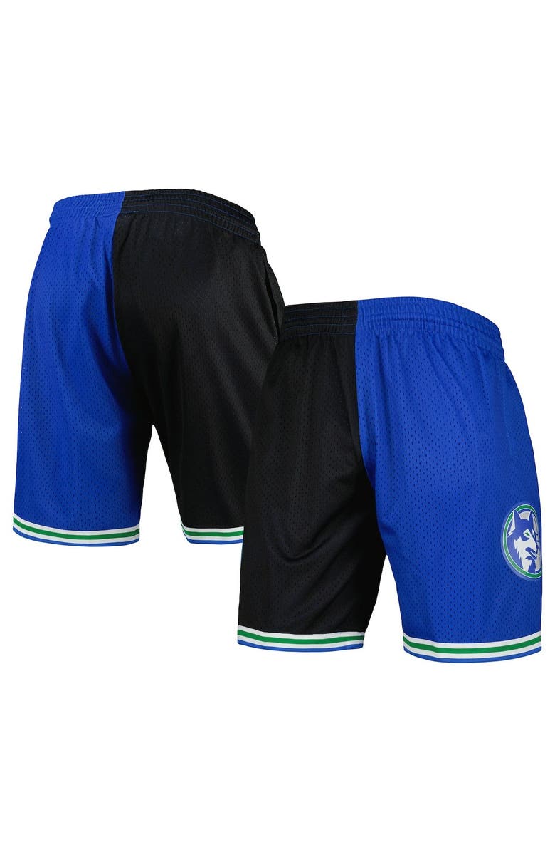Mitchell & Ness Men's Mitchell & Ness Black/Blue Minnesota Timberwolves Hardwood Classics 1993 Split Swingman Shorts, Main, color, Black