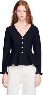 SANDRO Peplum Cardigan
