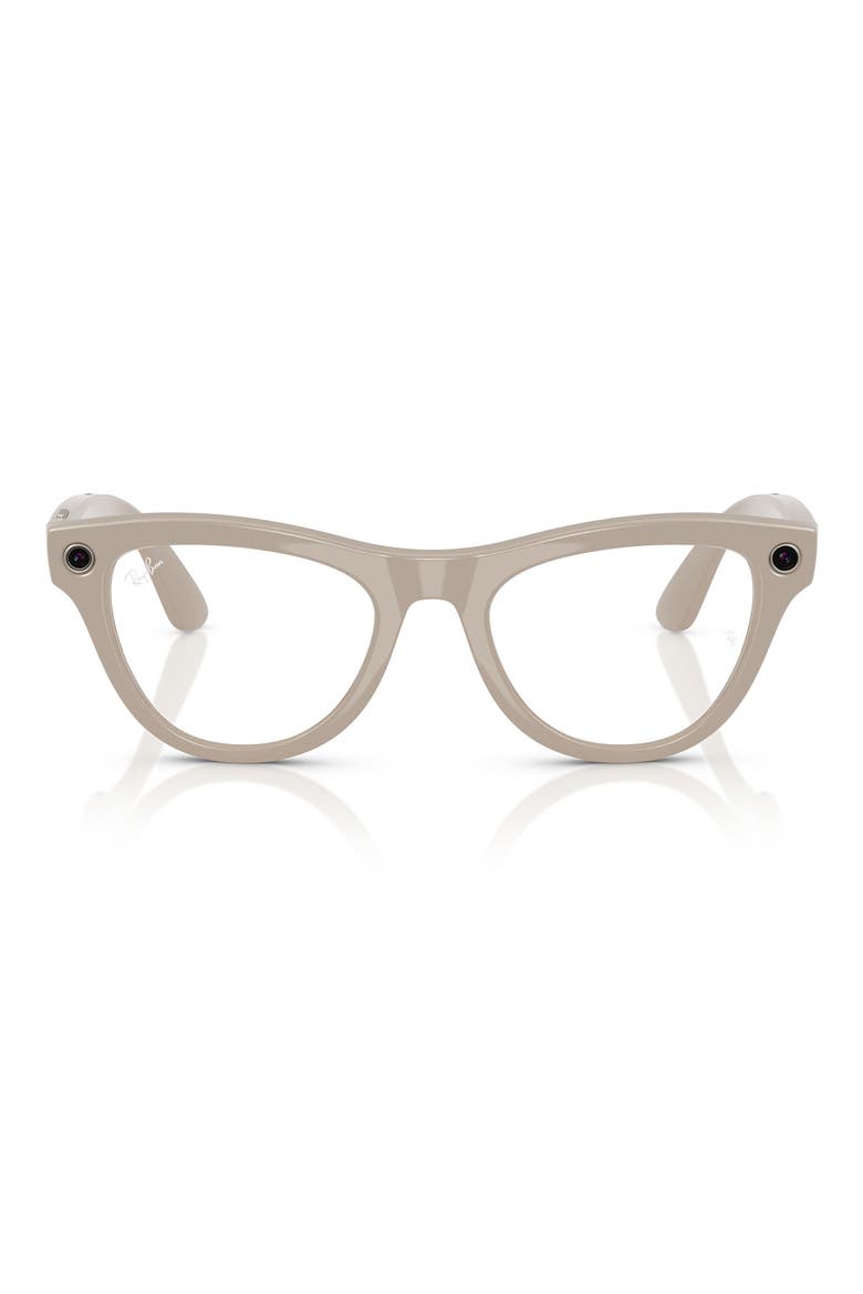 Meta Skyler 52mm Cat Eye Polarized Transitions® AI Glasses, Main, color, SHINY CHALKY GRAY SAPPHIRE