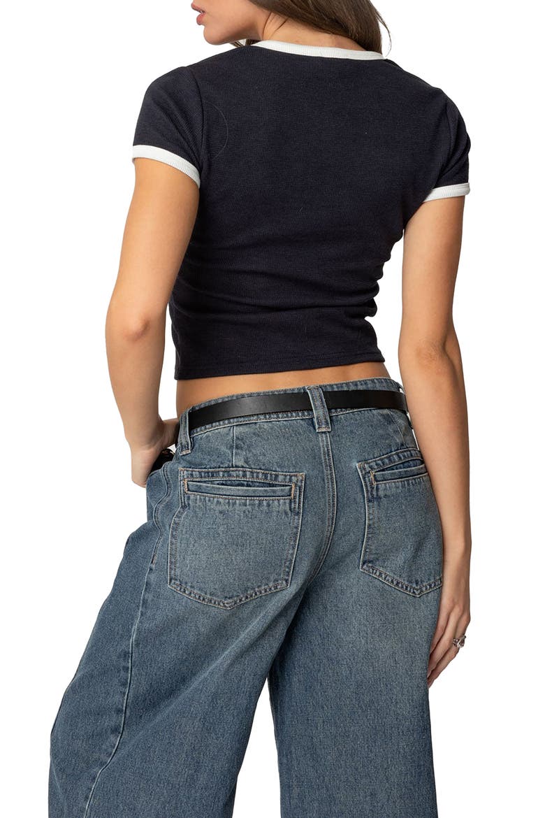 Gillian Short Sleeve Henley, Alternate, color, NAVY