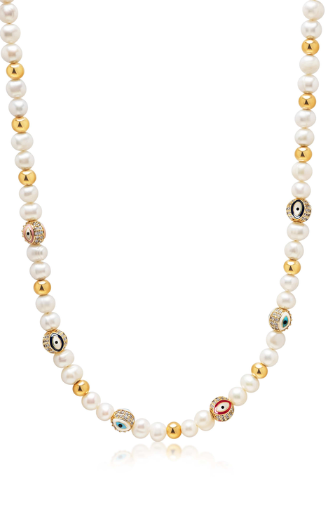 Evil Eye Pearl Necklace