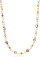 Nialaya Evil Eye Pearl Necklace