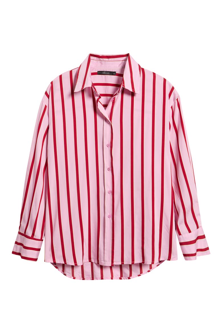 Semeru Stripe Poplin Button-Up Shirt, Main, color, STRIPED PINK