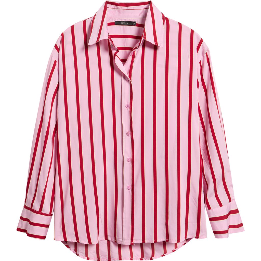 Deluc Semeru Stripe Poplin Button-up Shirt In Striped Pink