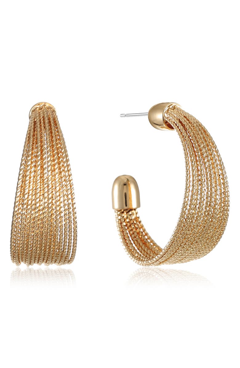 Ettika Textured Hoop Earrings, Main, color, Gold