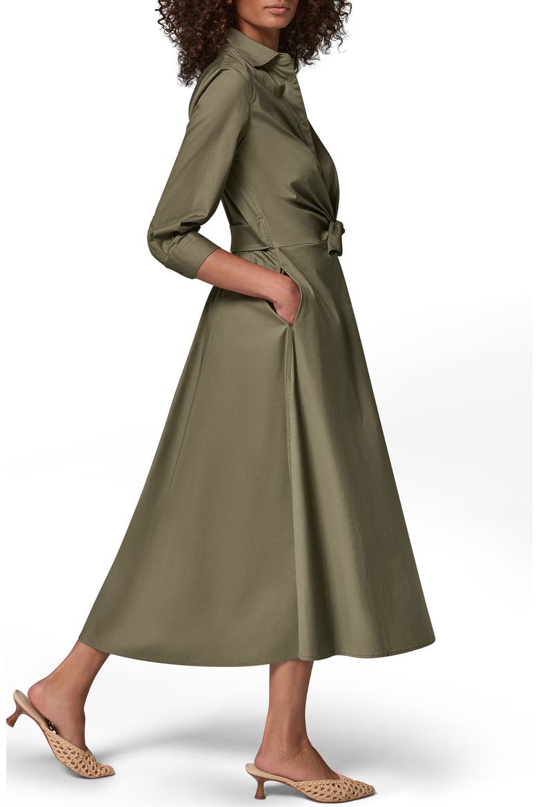 Poplin Tie Front Shirtdress, Alternate, color, SAGE
