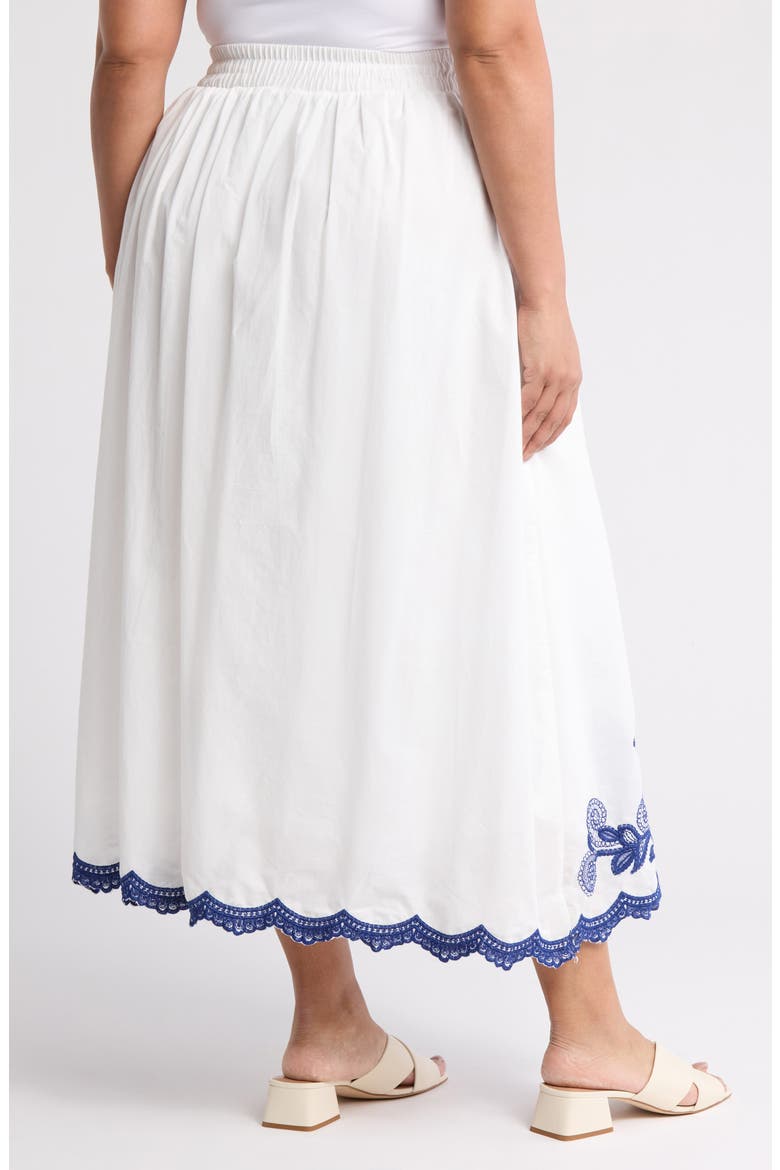 Embroidered Maxi Skirt, Alternate, color, WHITE/ BLUE