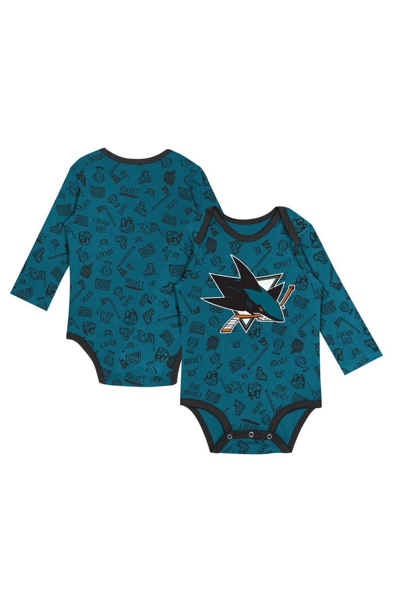 Outerstuff Infant Teal San Jose Sharks Dynamic Defender Long Sleeve Bodysuit, Main, color, 