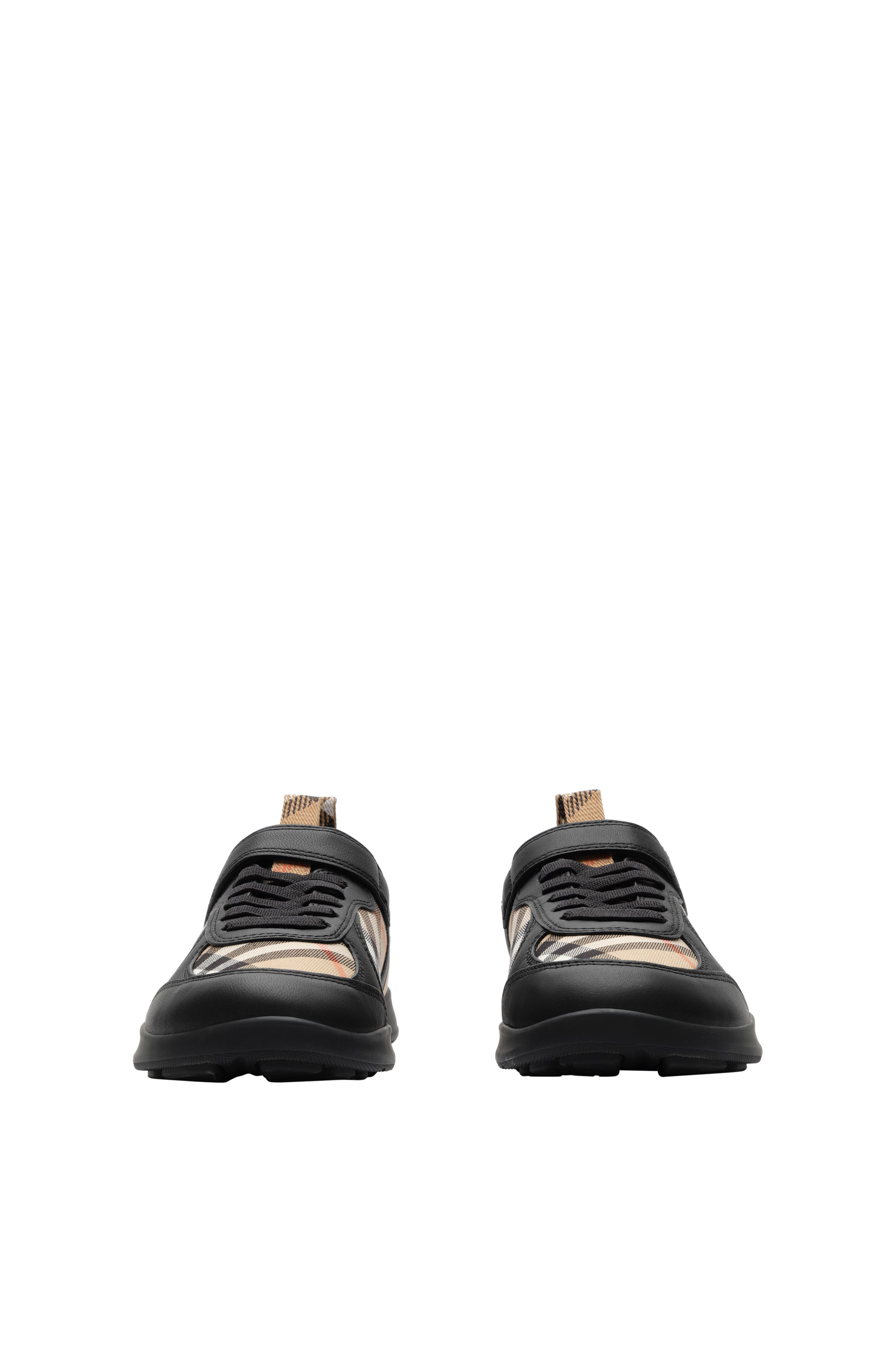 Check and Leather Matrix Sneakers, Alternate, color, Black