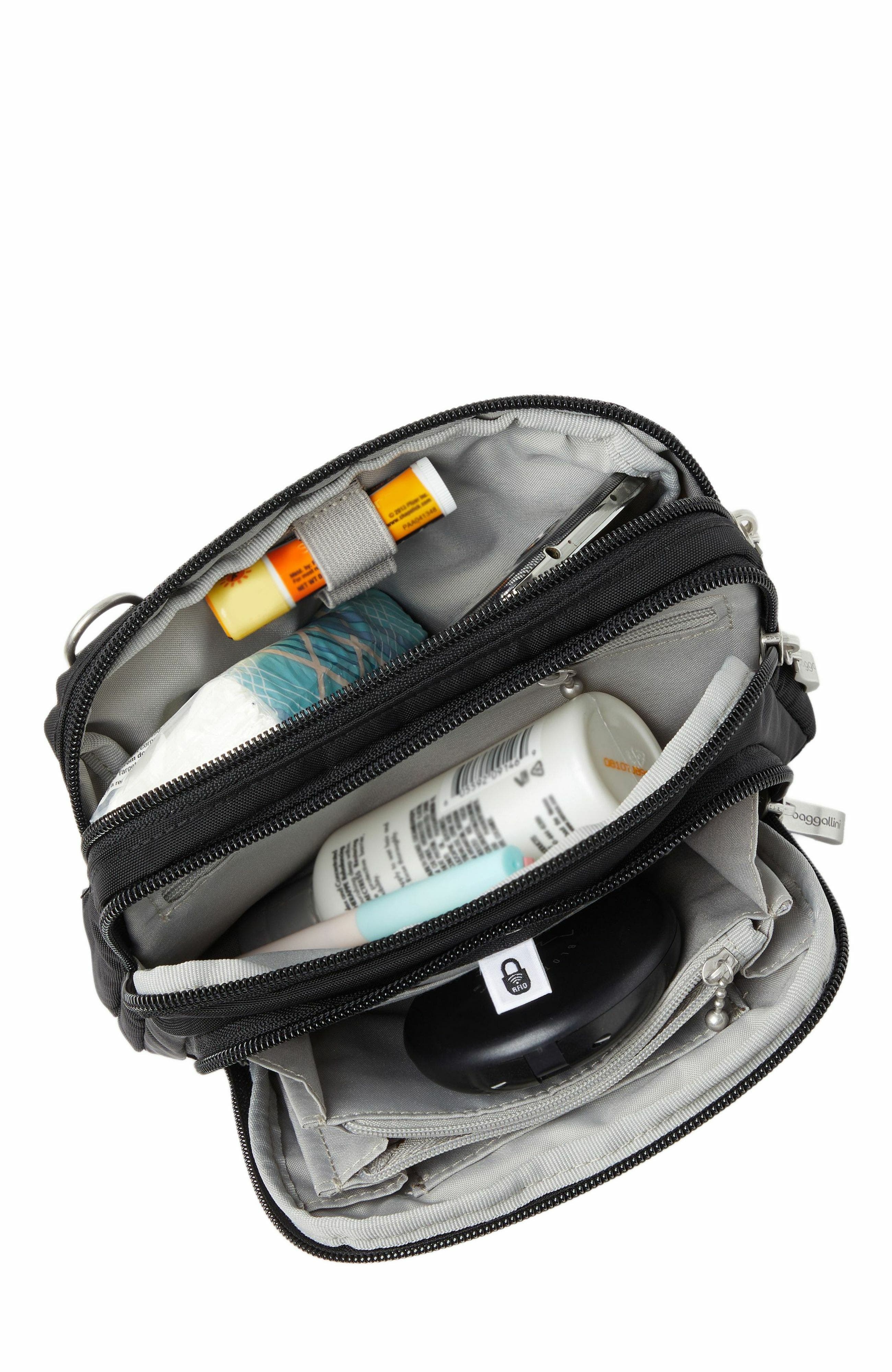 BAGGALLINI Trifecta RFID Wallet Crossbody Bag, Alternate, color, Black