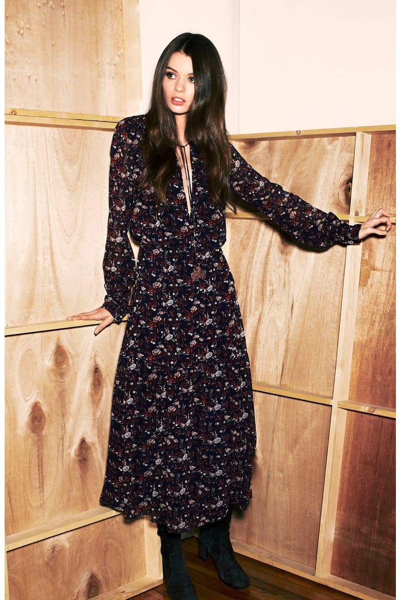 Keyhole Midi Dress, Alternate, color, BLUE