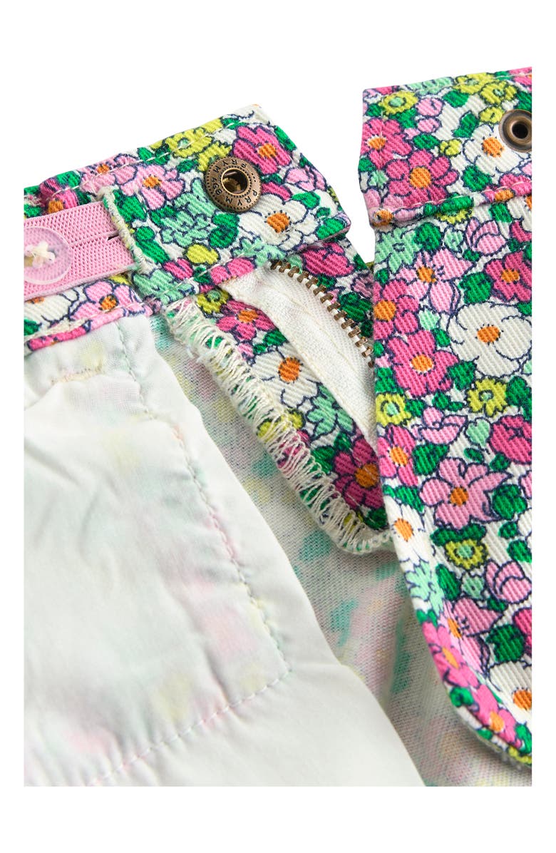 Mini Boden Kids' Floral Stretch Denim Shorts, Alternate, color, Green Multi Flower Summerbed