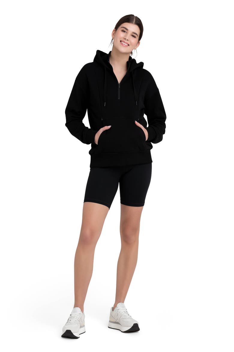 Nicky Maternity/Nursing Quarter Zip Hoodie, Alternate, color, BLACK