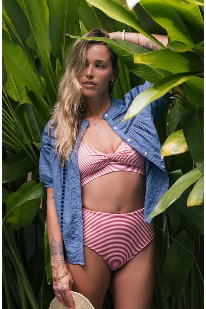 Erin Reversible Bottom, Alternate, color, Melon Stripe/Watermelon