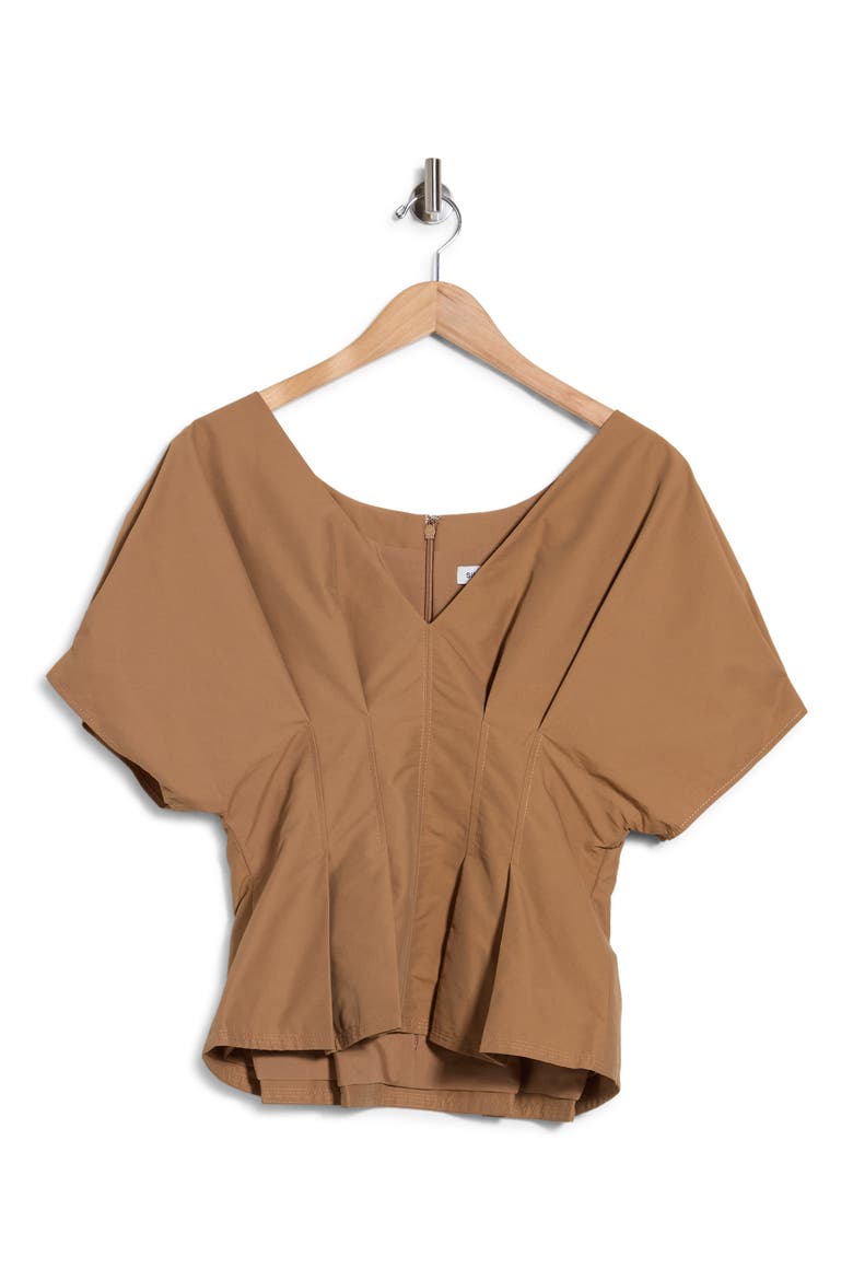 Rozen Pleated V-Neck Top, Main, color, CHAI