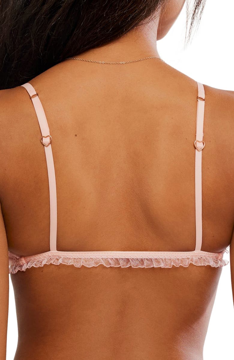 Free People Save the Date Floral Appliqué Triangle Bralette, Alternate, color, Flamingo Flamenco