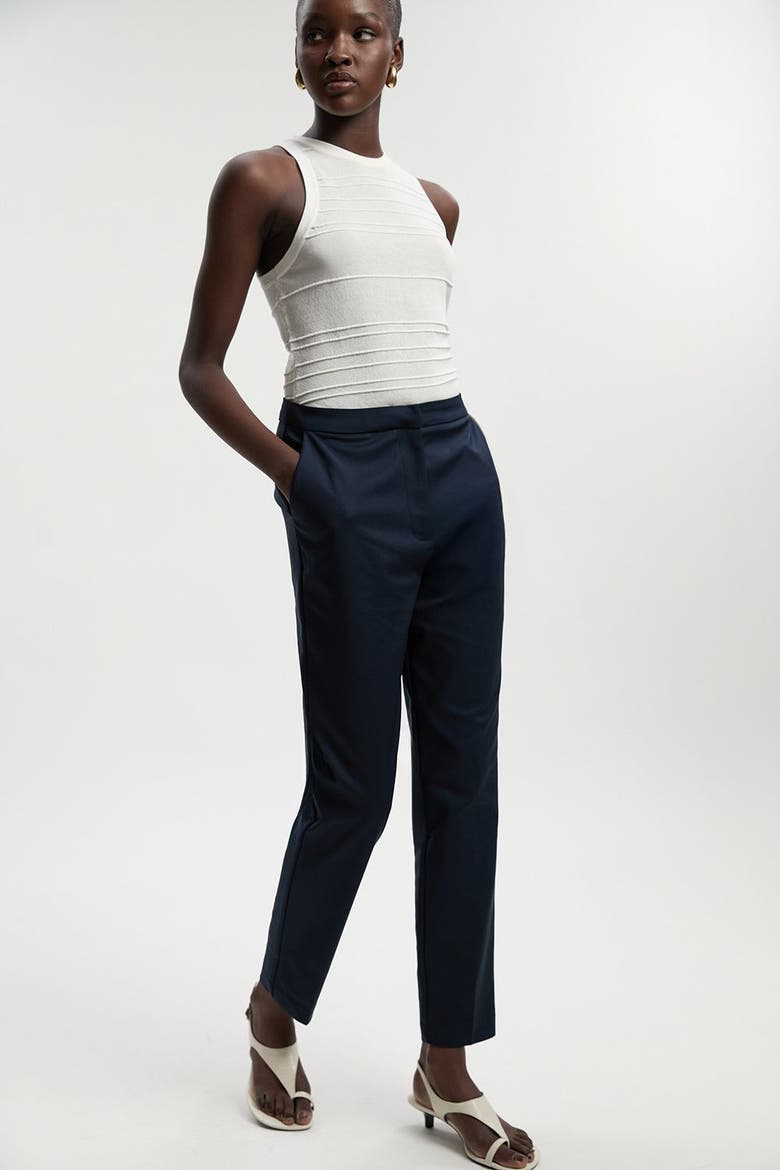 Petite Essential Techno Woven Trousers, Alternate, color, Navy