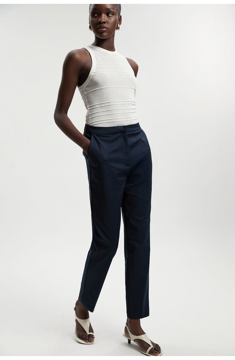 Karen Millen Petite Essential Techno Woven Trousers, Alternate, color, Navy