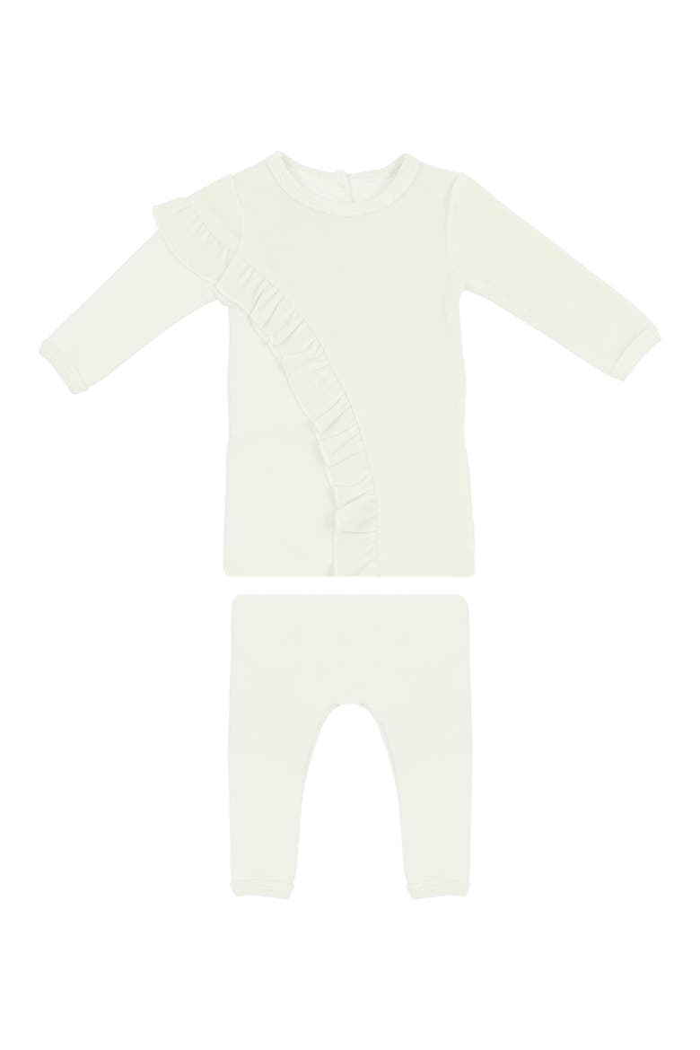 Kids' Velour & French Terry Blend Long Sleeve Top & Pants Set, Main, color, IVORY