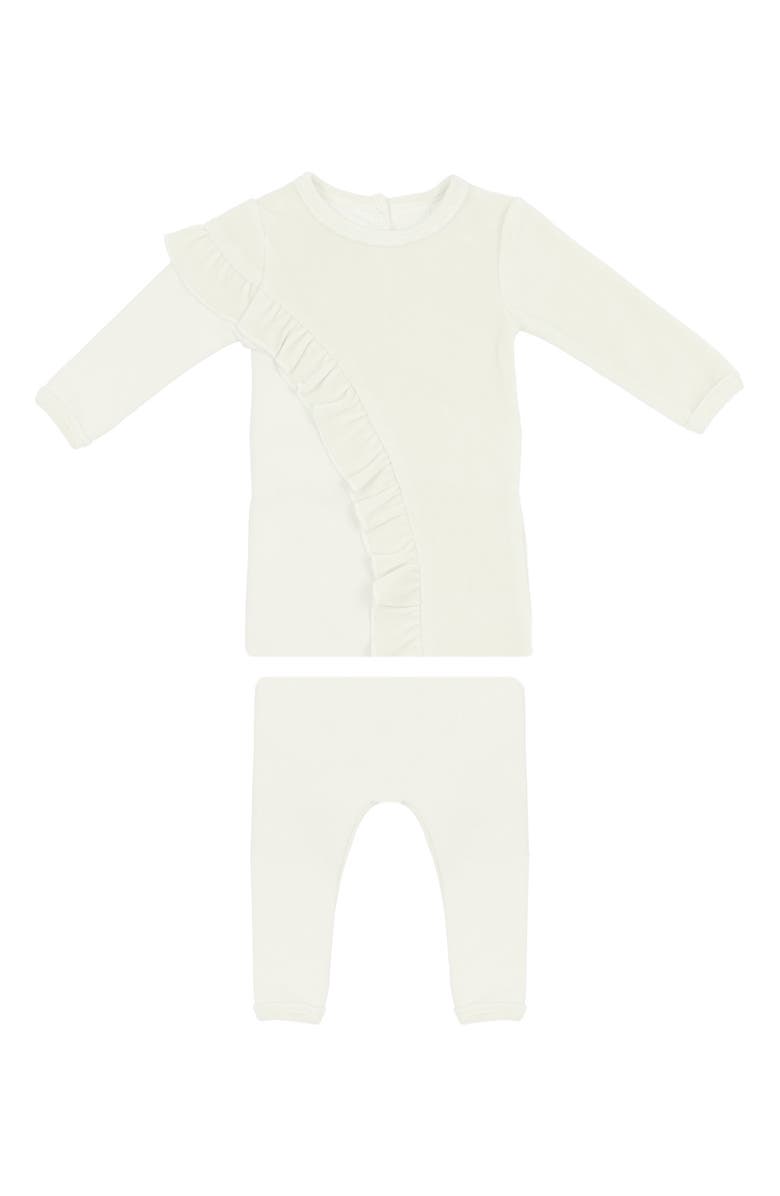 Manière Kids' Velour & French Terry Blend Long Sleeve Top & Pants Set, Main, color, Ivory