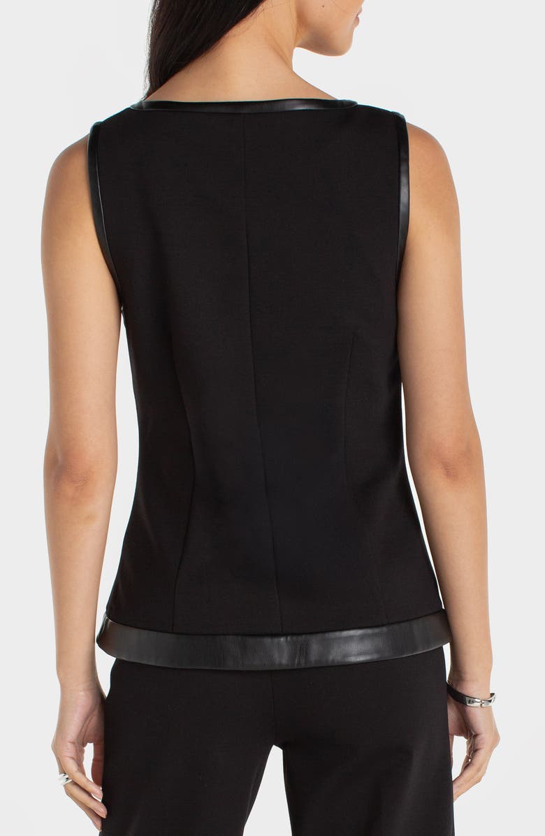 Liverpool Los Angeles Faux Leather Trim Detail Vest, Alternate, color, Black
