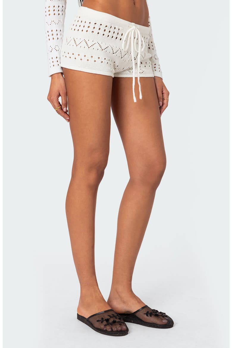 Betsy Drawstring Knit Cover-Up Shorts, Alternate, color, WHITE