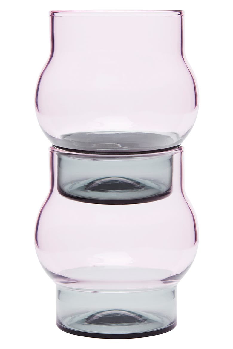 Bump Set of 2 Short Glasses, Alternate, color, GREY/ PINK