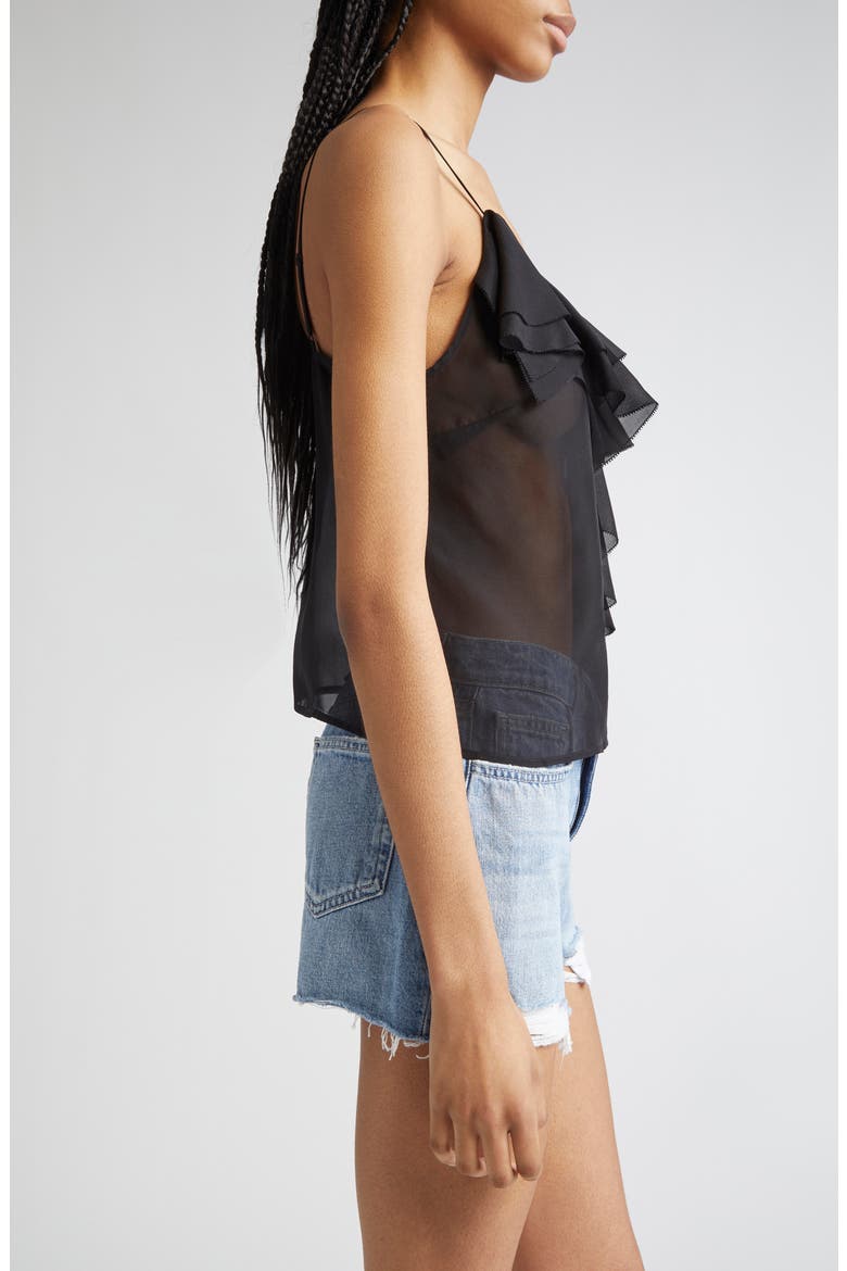 Erika Ruffle Silk Camisole, Alternate, color, BLACK