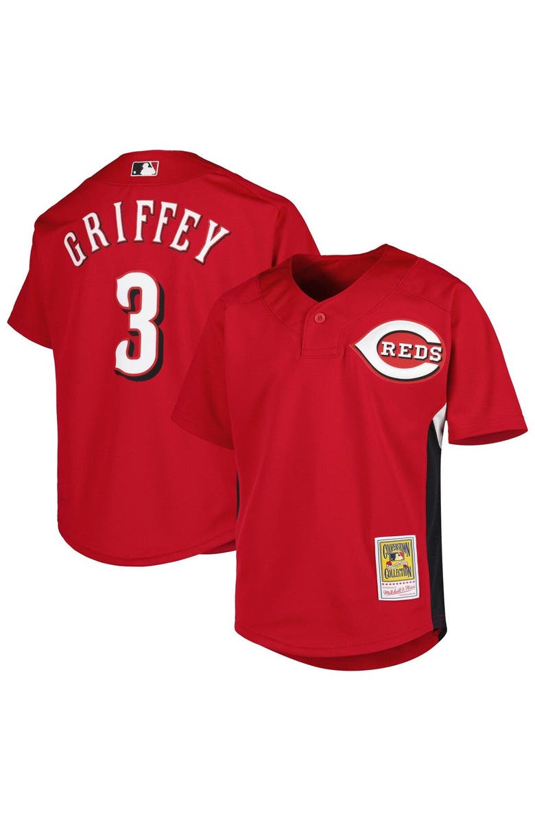 Mitchell & Ness Youth Mitchell & Ness Ken Griffey Jr. Red Cincinnati Reds Cooperstown Collection Batting Practice Jersey, Main, color, 