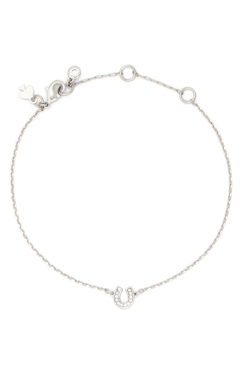 Kate Spade New York pavé horseshoe charm bracelet, Main, color, Clear/ Silver