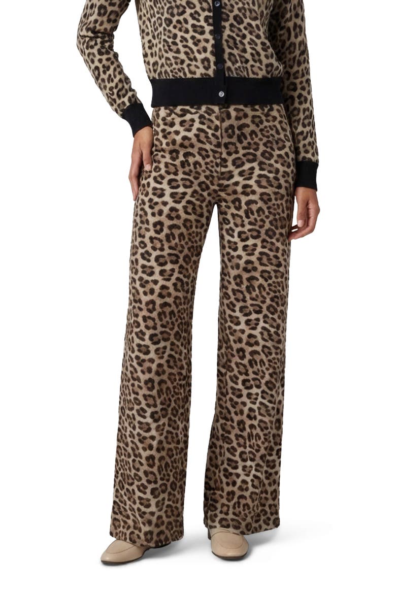 Leopard Womens Wool Wide-leg Pant, Alternate, color, LEOPARD BROWN