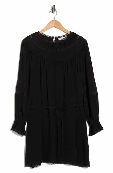 WAYF Lace Trim Long Sleeve Dress