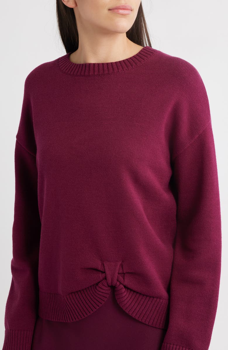 ZOE AND CLAIRE Side Knot Sweater, Alternate, color, Burgundy