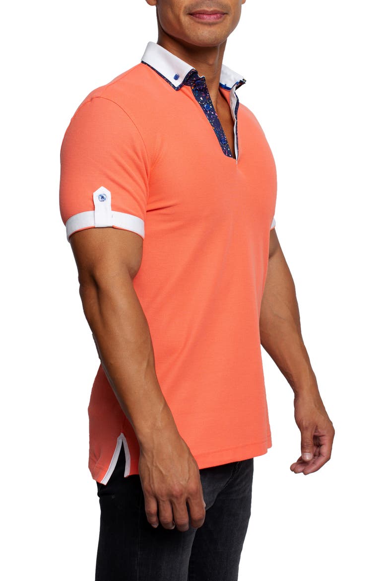 Mozart Coral Short Sleeve Cotton Polo, Alternate, color, CORAL