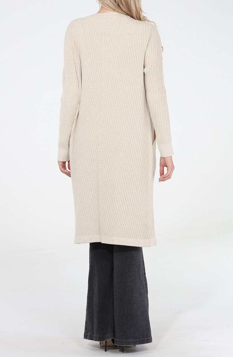 RAIN AND ROSE Ribbed Longline Coatigan with Pockets, Alternate, color, 